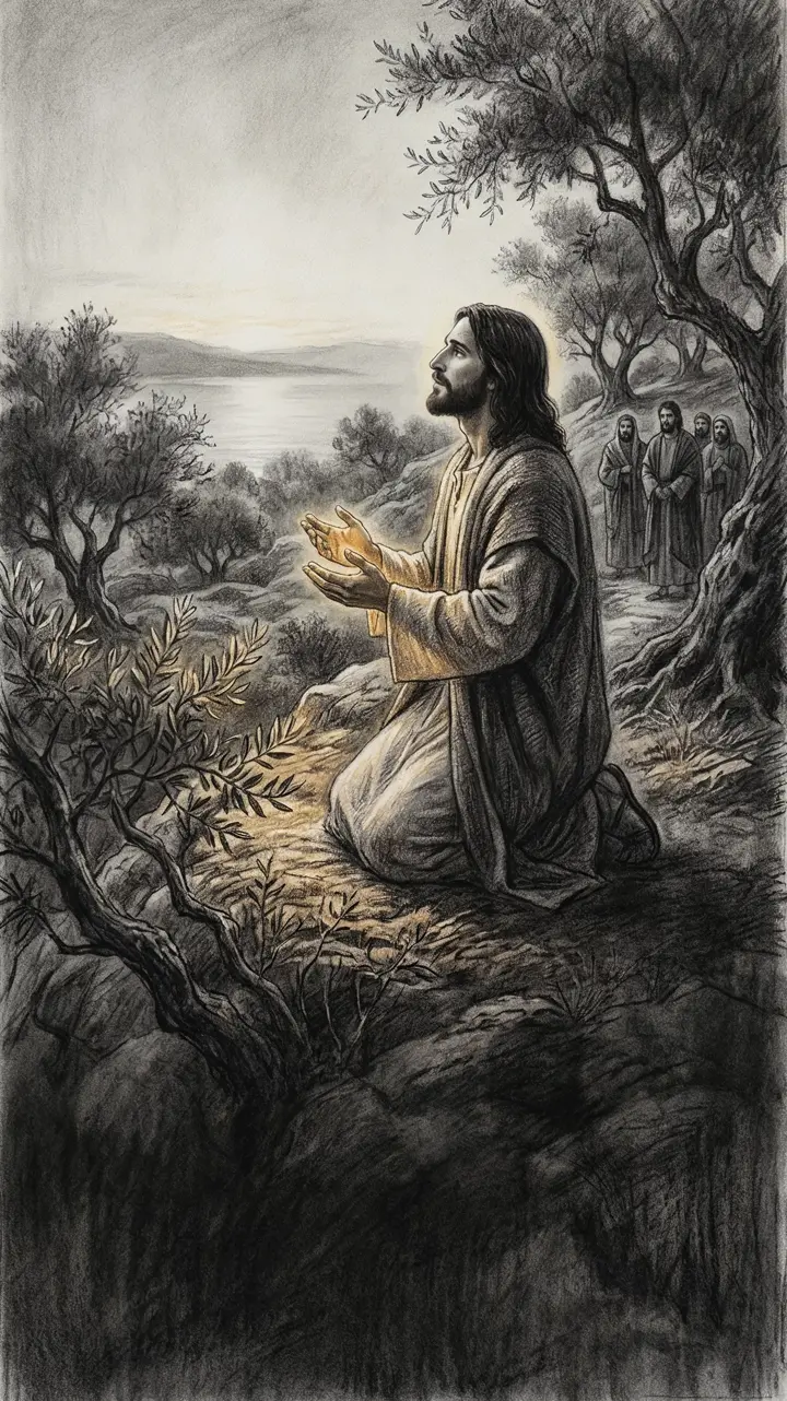 Praying on the hillside