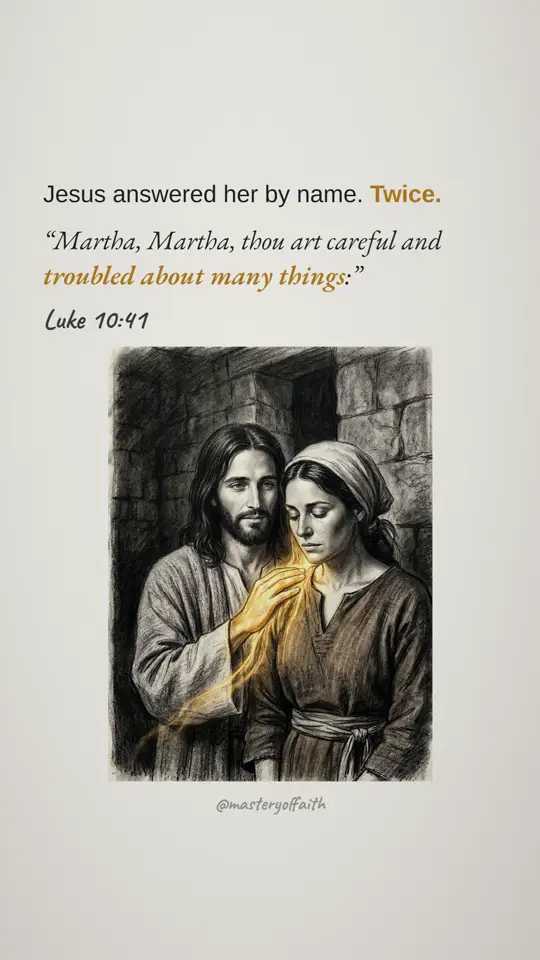 Jesus answered her by name. Twice. Martha, Martha, thou art careful and troubled about many things: